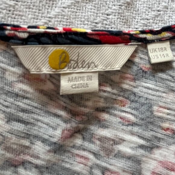 Share Boden women's dress Size 14R (US) floral red blue short sleeve v-neck - Picture 2 of 4